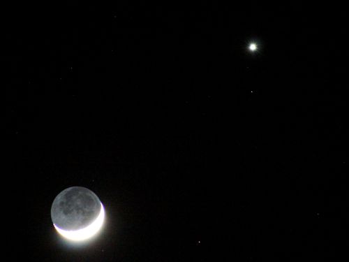 Luna cinerea e Venere in congiunzione